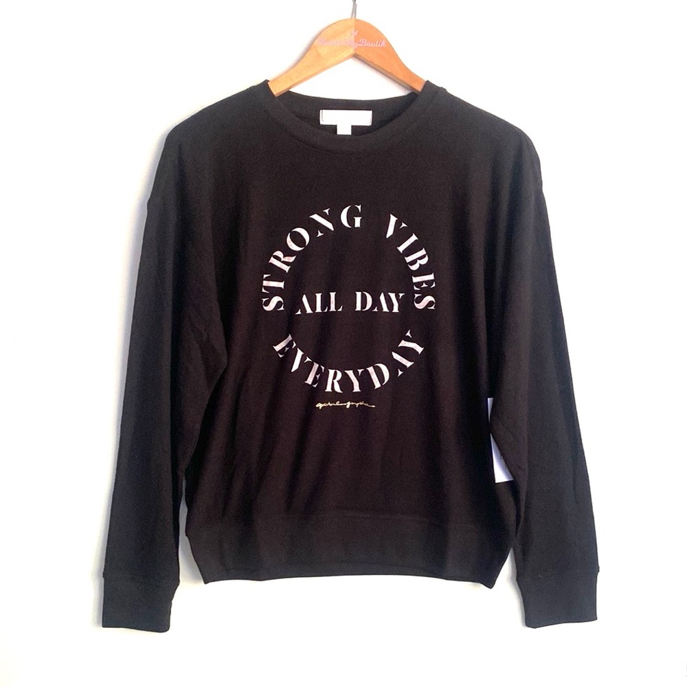 (B38) Spiritual Gangster Black Graphic Sweater - Strong Vibes, Size Small, NWT